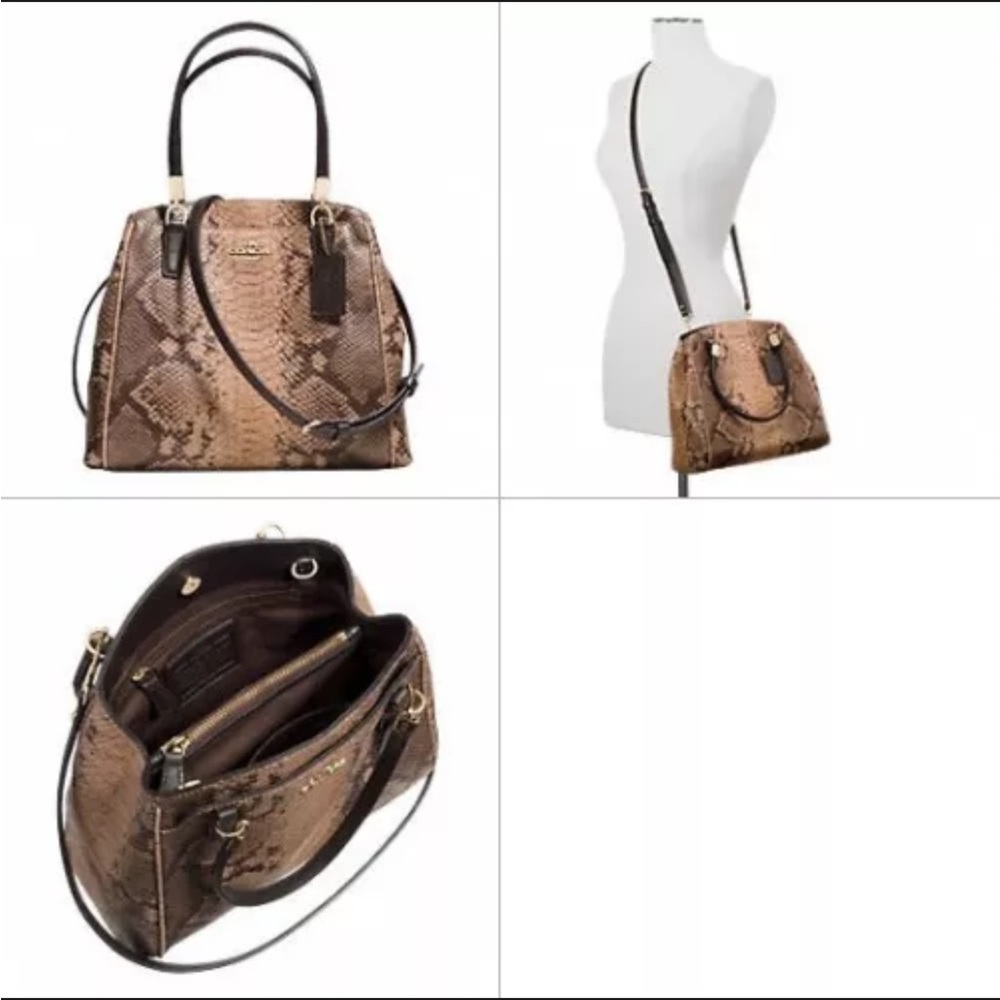 COACH Minetta IM NATURAL Snakeskin Embossed Leather Crossbody Satchel Bag NWT